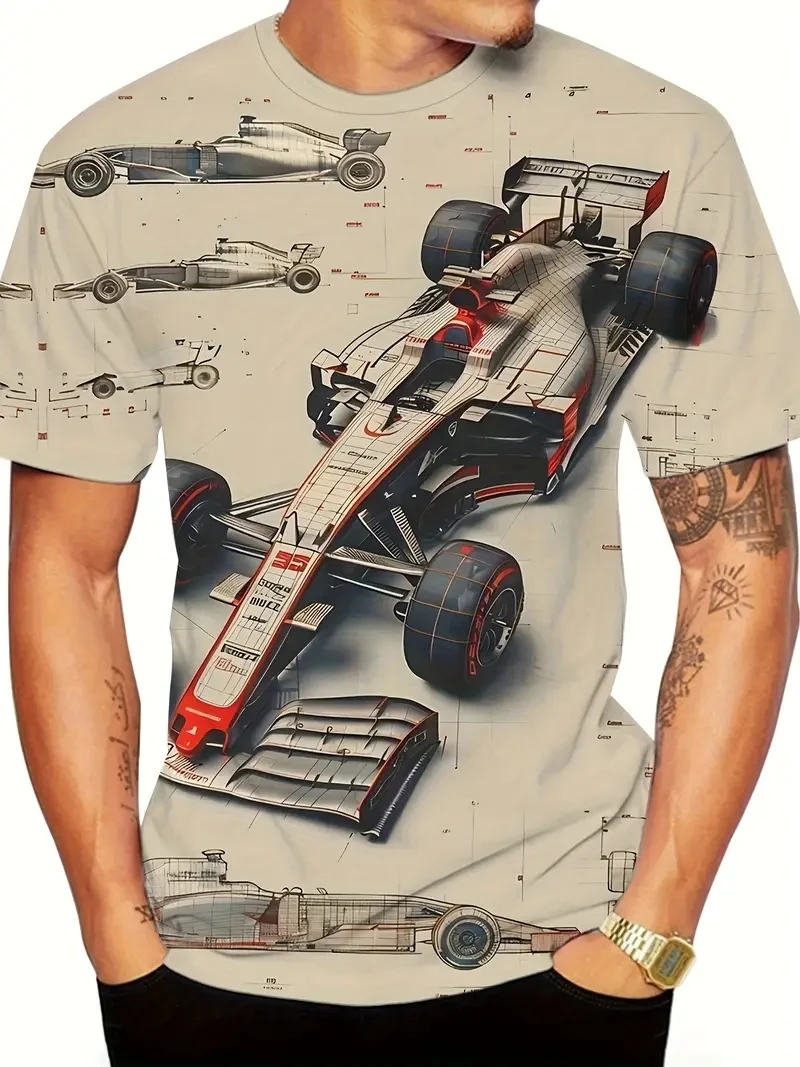 

Мужская футболка больших размеров с короткими рукавами и 3D гоночным принтом, свободная и повседневная, мягкая, удобная и дышащая, подходящая для занятий спортом на открытом воздухе