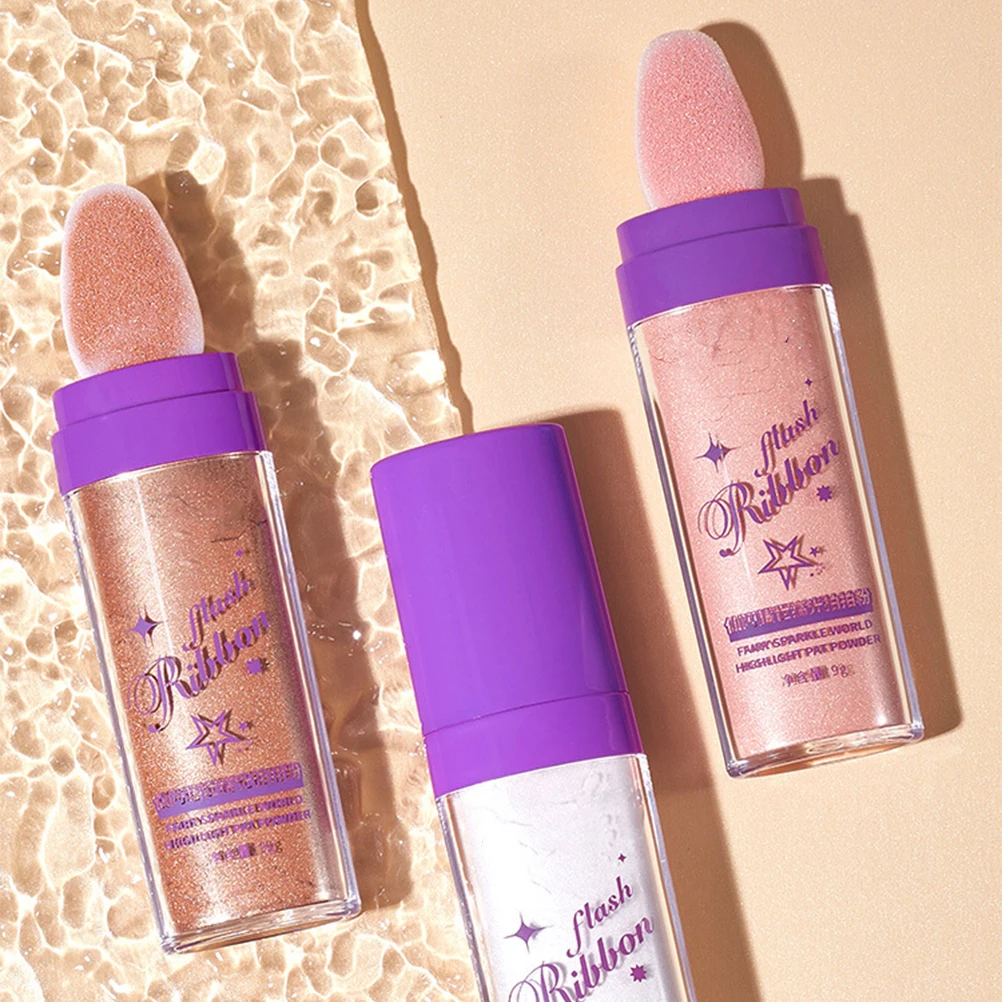 3 個グリッターハイライターパウダーコンパクトシマーボディメイクアップフェイスアームシャインポータブル軽量ウェディングパーティープロムステージクラブ