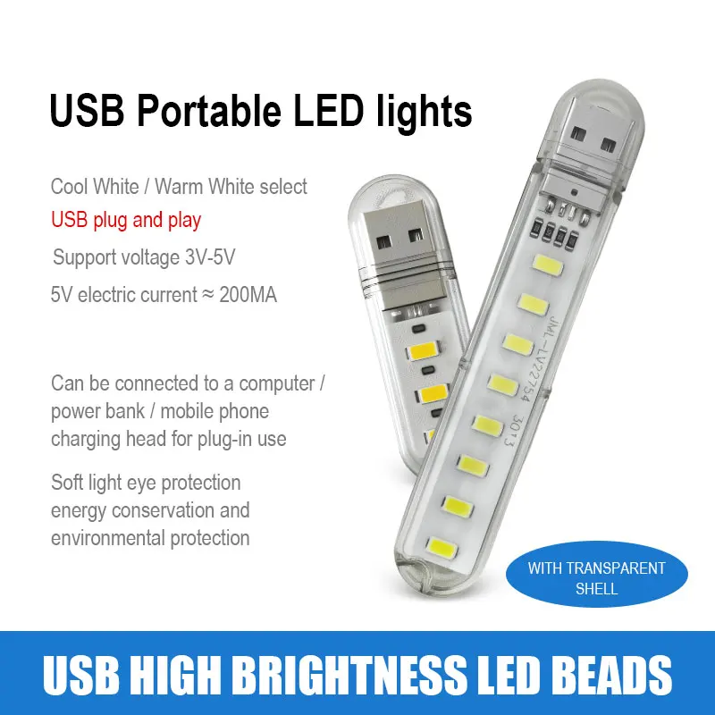 3-Pack USB Mini Night Light with Eye Protection & Energy-Saving Mode, Portable Plug and Play for Bedside/Nursery/Camping/Car