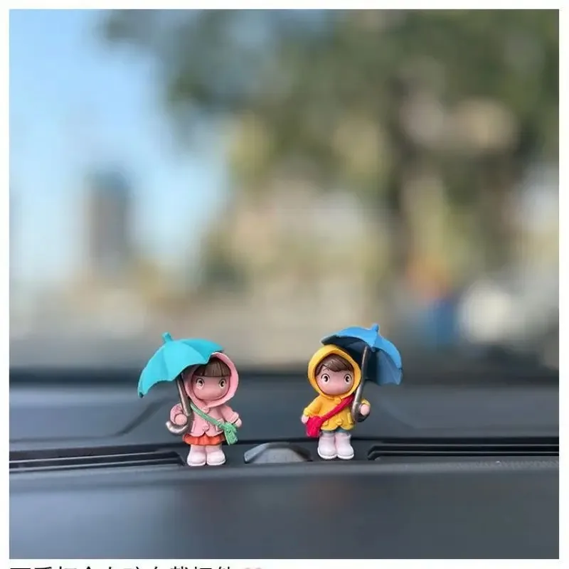 Cute Raincoat Umbrella Boy Girl Doll Small Ornament Desktop Decoration Doll Accessories Gift Children's Toys Micro Landscap