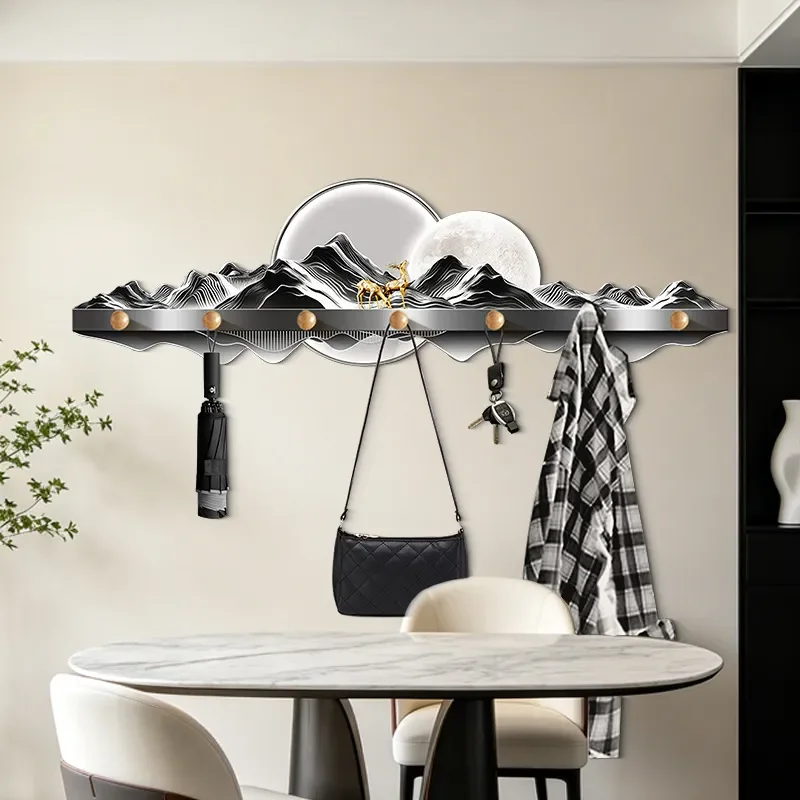 Modern Light Luxury Decorative Hook Wall Mounted Creative Coat Rack No Punching Hanging Hanger Integrated Wall Door Hook