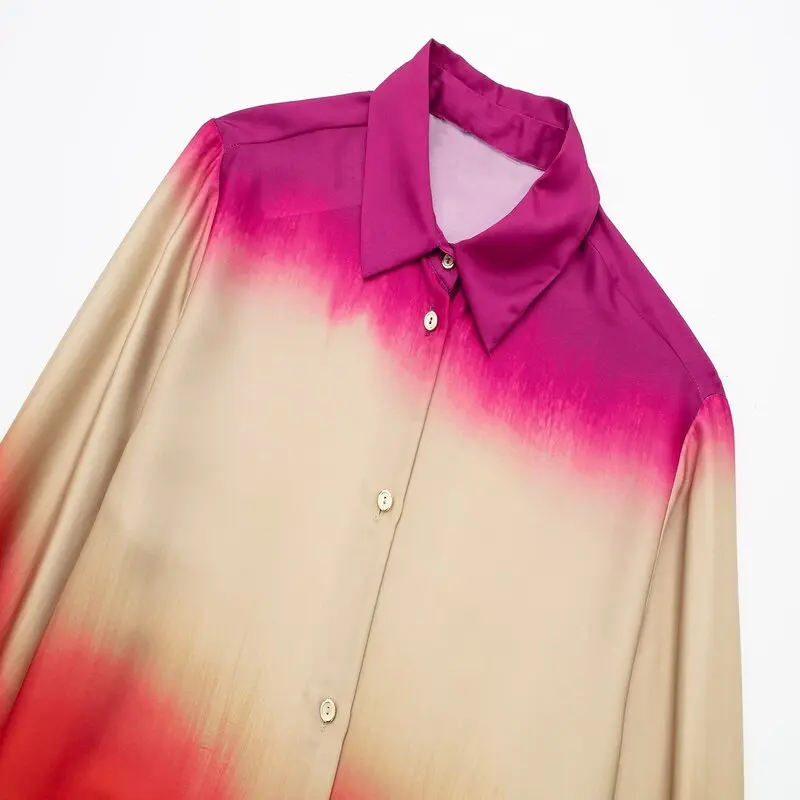 Conjunto de Csa y Plones Hoados de Moda para Mujer, Estampado Teñido, Tela de Poliéster Versátil, Colección Primaver...