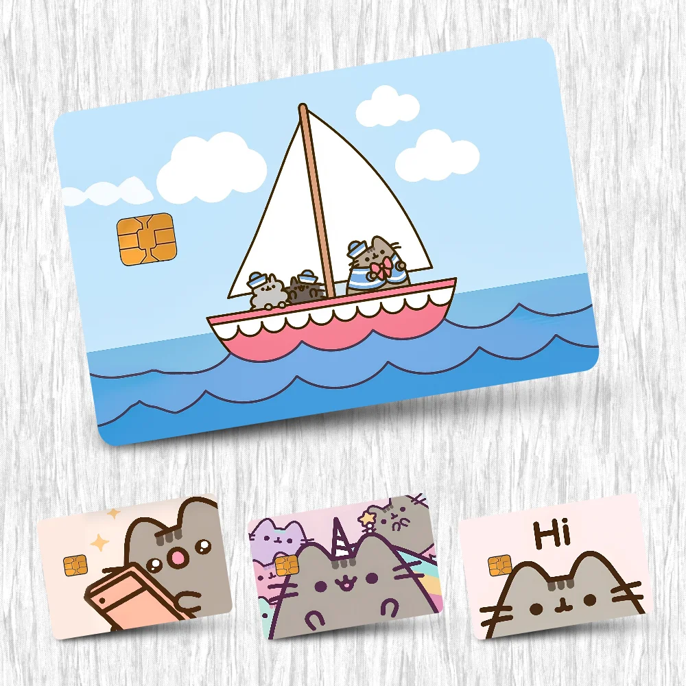 PUSHEEN аниме наклейки для карт кредитная карта DIY защитные наклейки для карт водостойкая пленка кожный чехол