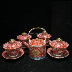 Chinese Wedding Tea Set Enamel Color Ceramic Gaiwan Handmade Beauty Teacup Custom Teaware Gift Exquisite Portable Tea Bowl