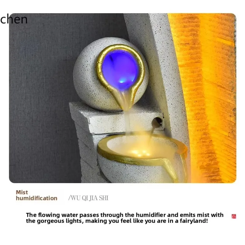 DSAFlowing Water Ornament Circulating Fountain Fake Mountain Wealth-Attracting Feng Shui Ball Living Room Office Ornament