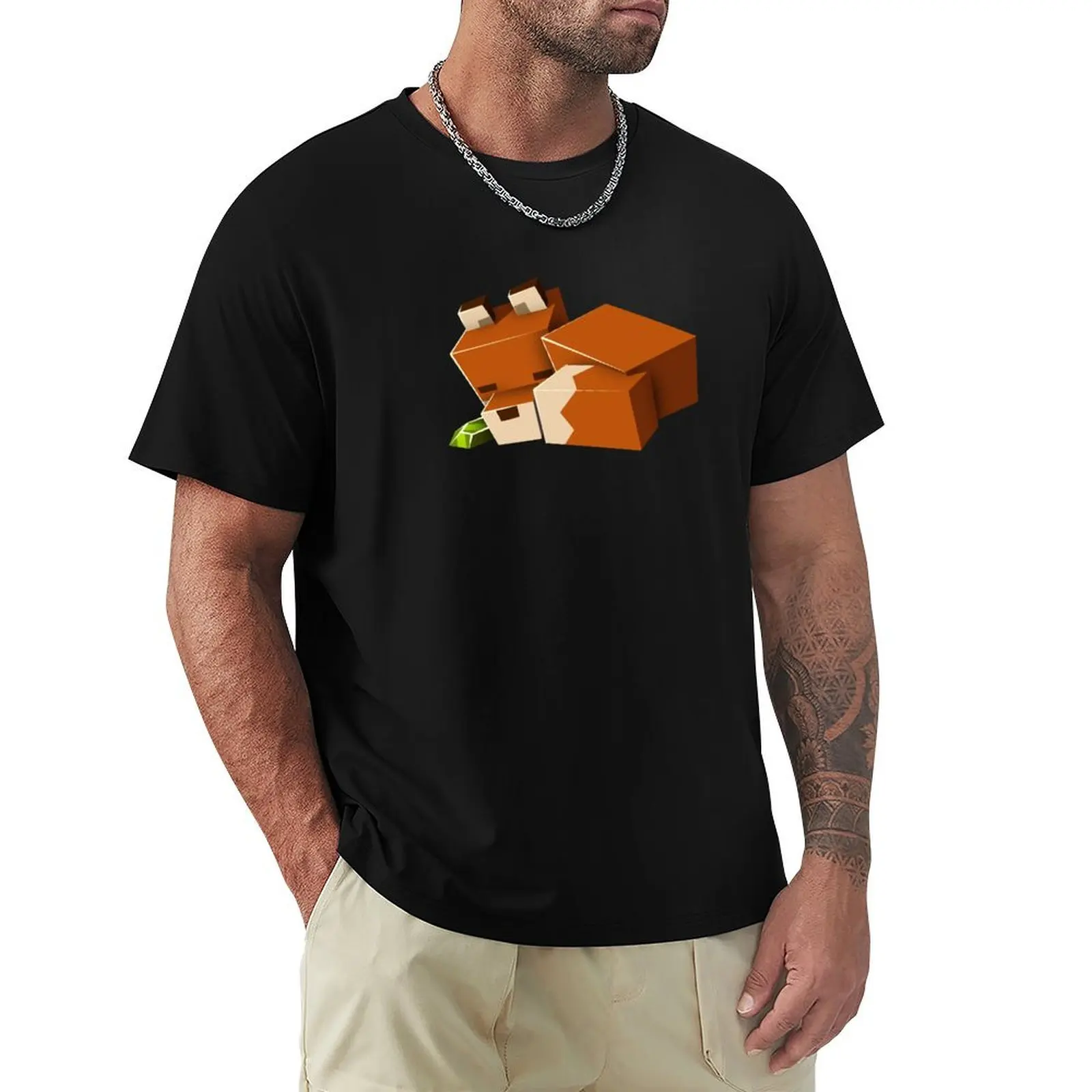 Sleeping Fox with Emerald T-Shirt Industrial Work Tee Shirt