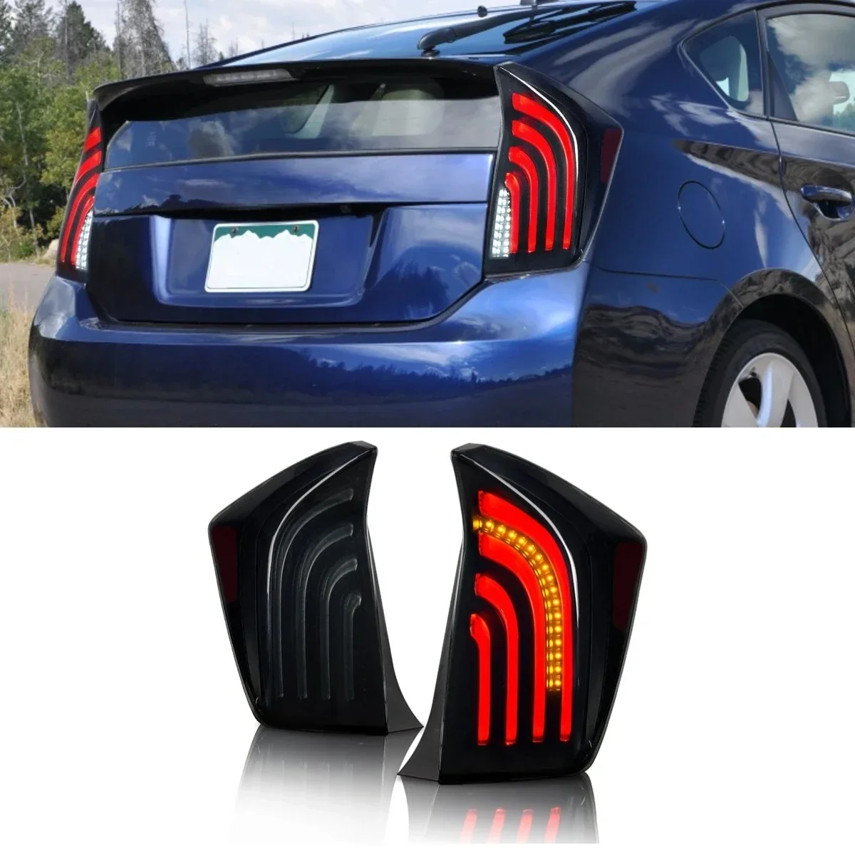 1 Unit Car Rear Spoiler Lamp Rear Bumper Brake Light Tail Light LED Assembly Body Kit For Toyt Prius 2010-2015 Car Accessories