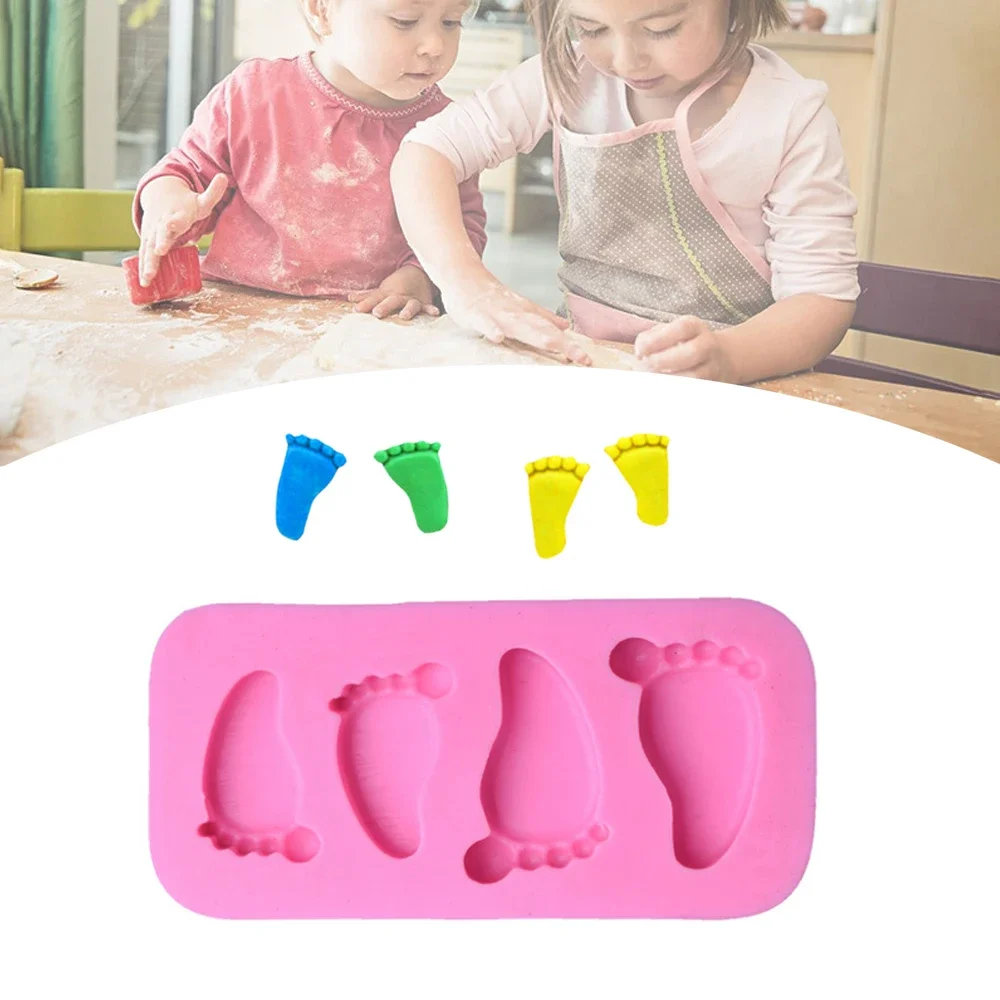 3D różowe stopy dziecka silikonowe formy na świece estetyczne Kawaii formy czekoladowe kremówka ciasto dekorowanie narzędzie do pieczenia formy Home Decor — zdjęcie 3