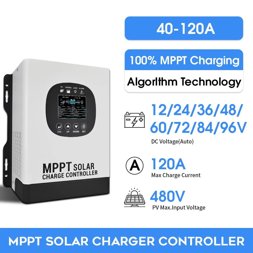 

Victorfri Solar Charge Controller MPPT 40A 60A 80A 100A 120A Panel Intelligent Regulator 12-96V Battery PV Input 230VDC For Home