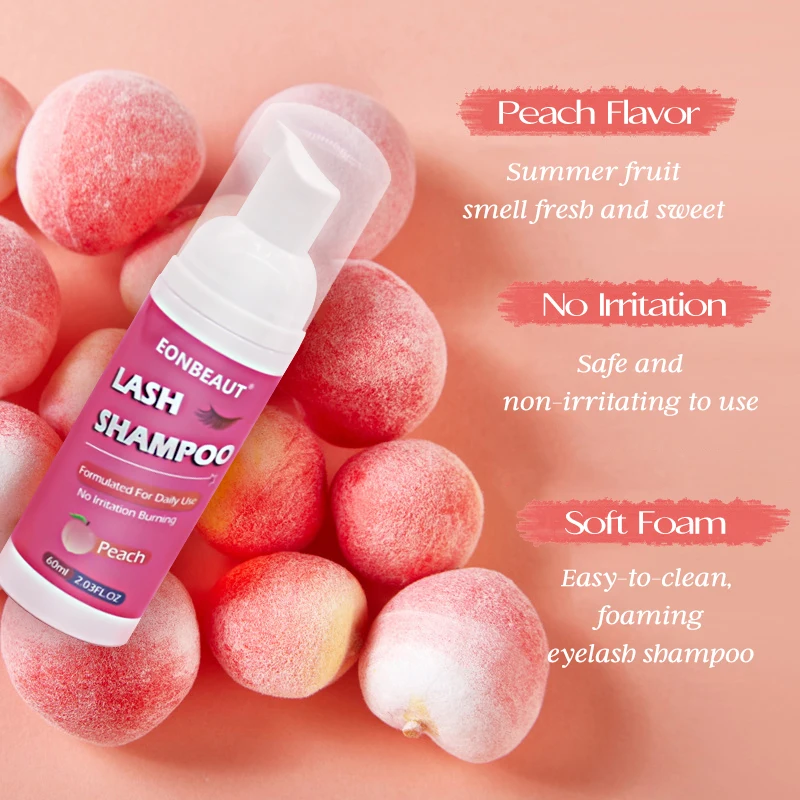 Eonbeaut Extension de faux cils 60ml colle pêche shampooing adhésif outil de maquillage boutique de beauté pompe à Mousse propre sans Mousse de Stimulation