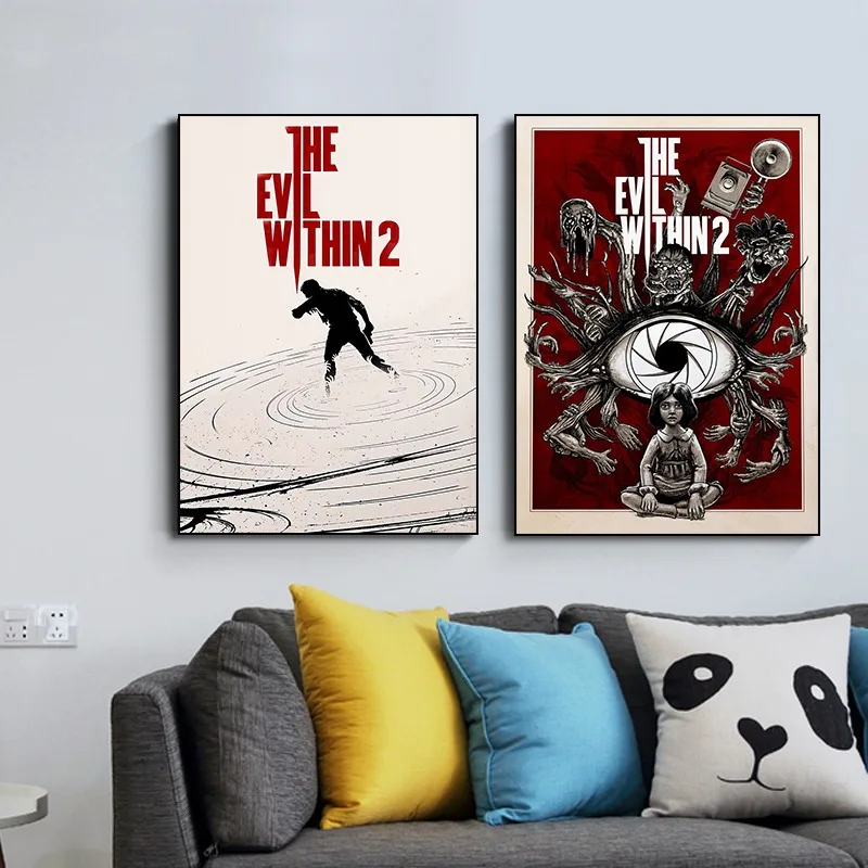 Classic Horror Video Game The Evil Within 2 Psycho Break Poster Print Canvas Art Pictures Home for Gameroom Wall Room Decor