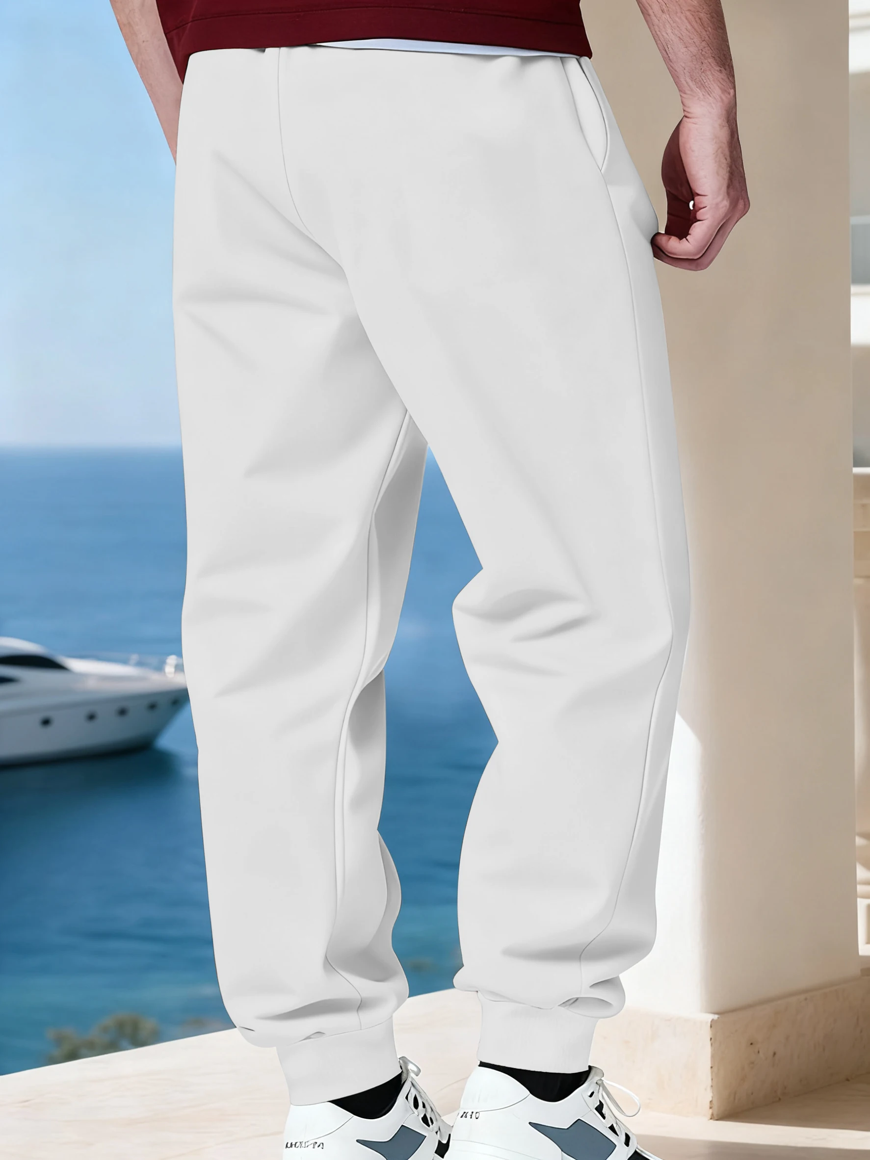 California Los Angeles Prints Sweatpants Mens Casual Loose Trousers Winter Fleece Warm Jogger Pants Basics Pocket Male Clothes