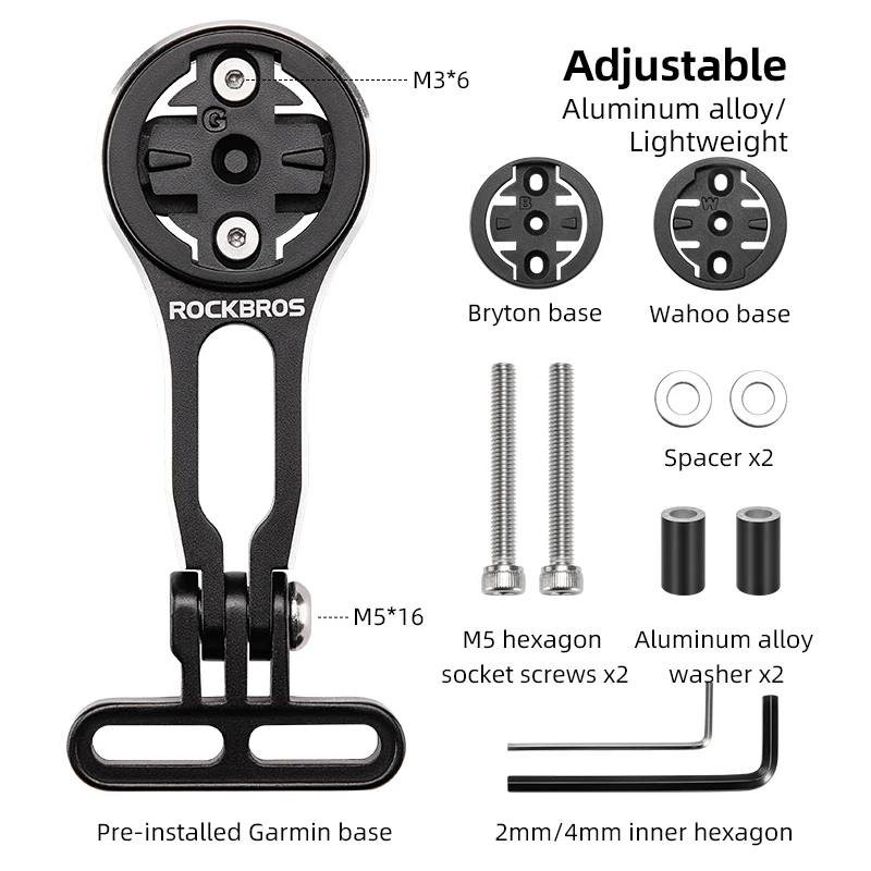 ROCKBROS Fietsbeugel Voorlicht Lamphouder Aluminium Verlenghouder voor Fietscomputer Wahoo Bryton Garmin Beugel