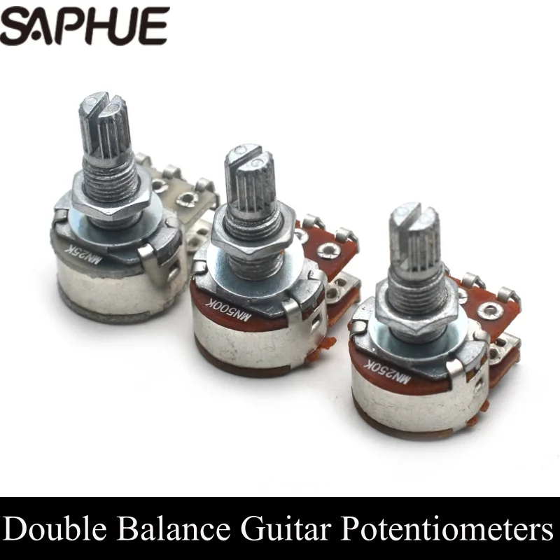 50Pcs Double balance Stacked Knurled Stalk Guitar Bass Volume Tone Control Pots Potentiometer Switch - MN25K - MN250K - MN500K