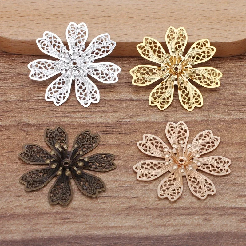 BoYuTe (20 Pieces/Lot) 28MM Flower Filigree Diy Jewelry Materials Brass Metal Embellishments