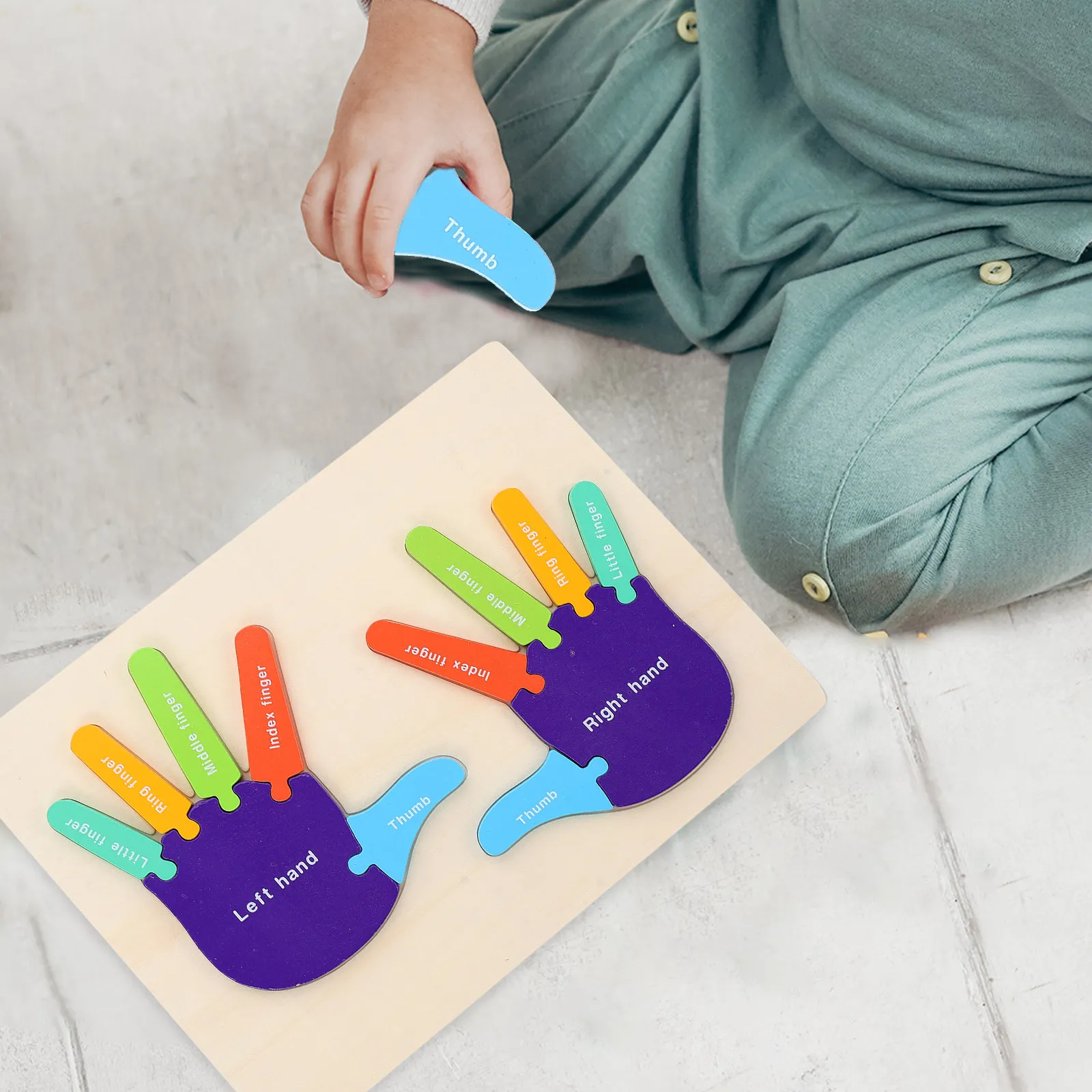 

1Set Wooden Puzzle 3D Hand Shaped Early Educational Creative Learning Interactive for Toddlers Ages 1-3 Beginner