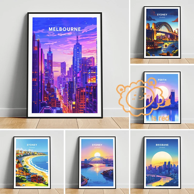 Australia Poster Sydney Toowoomba Melbourne Brisbane travel print Canvas printing wall decoration frameless painting For Home