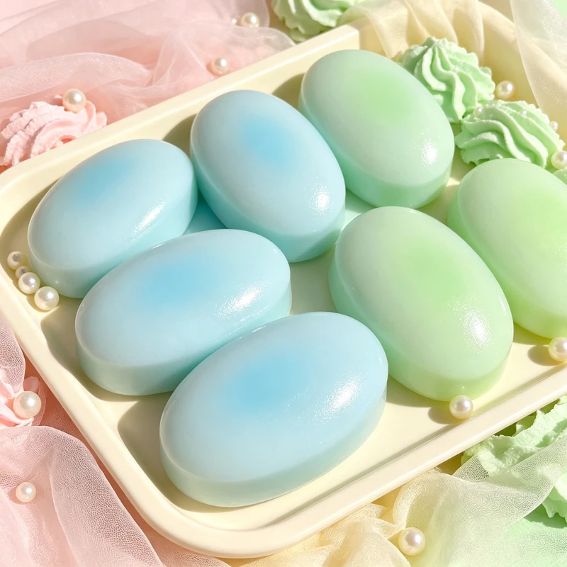 Sea Blue Coconut Cheesecake Squishy Soft Slow Rebound Cheesecake Stress Relieving Bread Sensory Fidget Toy Portable Anti-Anxiety view 2