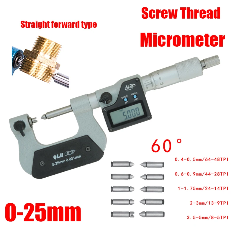 XIBEI IP65 Screw Thread Micrometers 0-25mm 25-50mm 50-75mm 75-100mm Measuring 0.001mm Outside micrometer Universal Micrometers