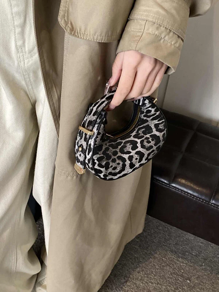 Mini Leopard Print Bag For Women 2025 Autumn Winter New Fashion Versatile Handbag Color Blocking Splicing Children's Wallet