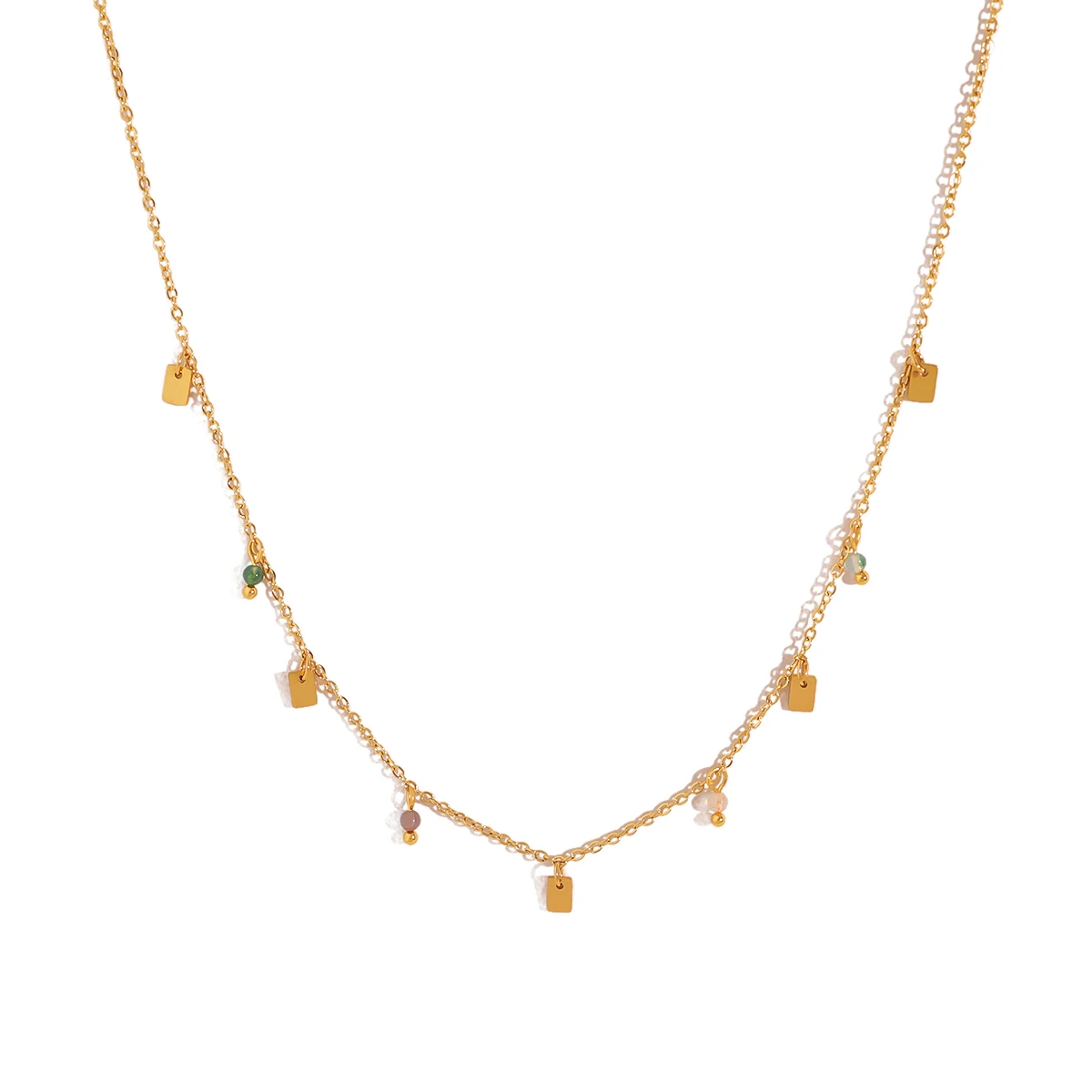 WILD & FREE Exquisite Stainless Steel Necklace for Women Glass Crystal Charms Elegant Jewelry 18K Gold Plated Waterproof