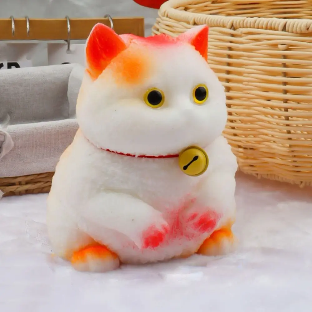 Bonito dos desenhos animados grande gato boneca squeeze brinquedo arco animal gato em forma de squeeze brinquedo macio colorido artificial boneca squeeze brinquedo escritório