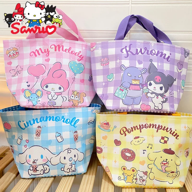 

MINISO Melody Kuromi Hello Kitty Cinnamoroll Pochacco Japanese Cartoon Cute Melody Lunch Box Bag Insulated Cold Picnic Bento Bag