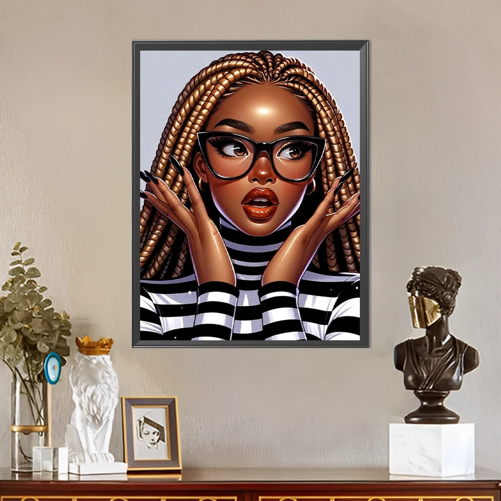 

Girl 5D DIY Full Drill Round Diamond Painting Kit for Home Wall Decor 40x50cm