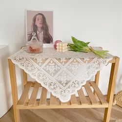 Dining Table Cloth Wedding Party Dining Deco Garden Tablecloth White Lace Ice Silk Hollowed Out Tablecloth Retro