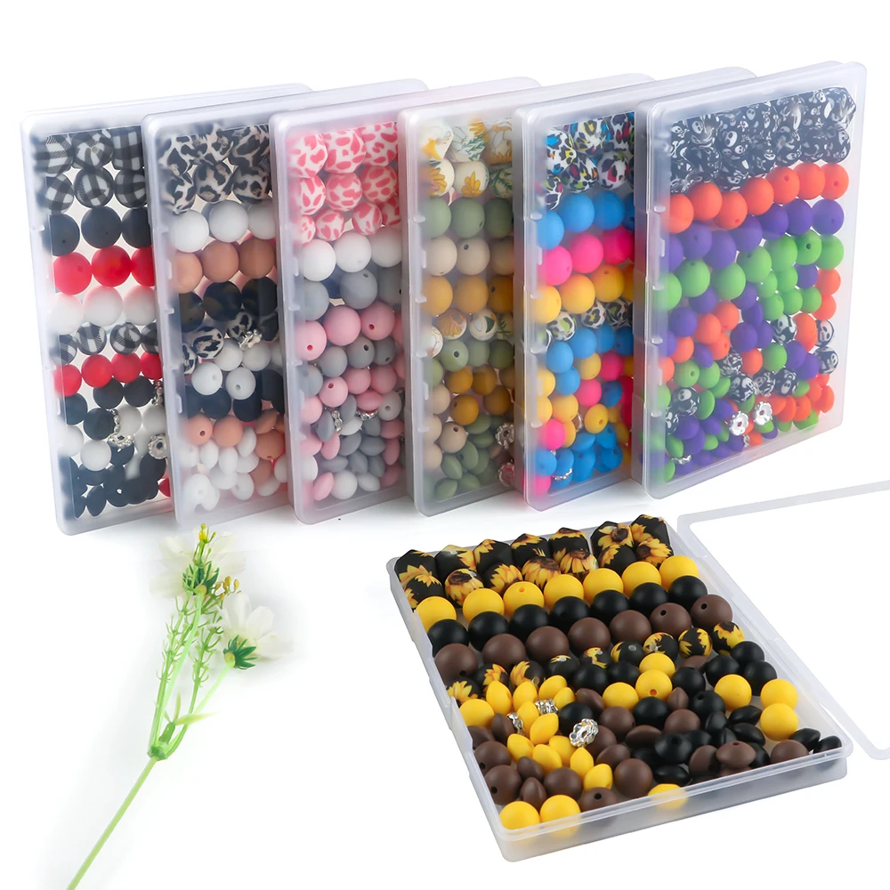 117 teile/los Sechseckige Gedruckt/Runde/Distanzperle/Strass Kombination Set Für Schmuck DIY Armband Halskette Ohrring Zubehör