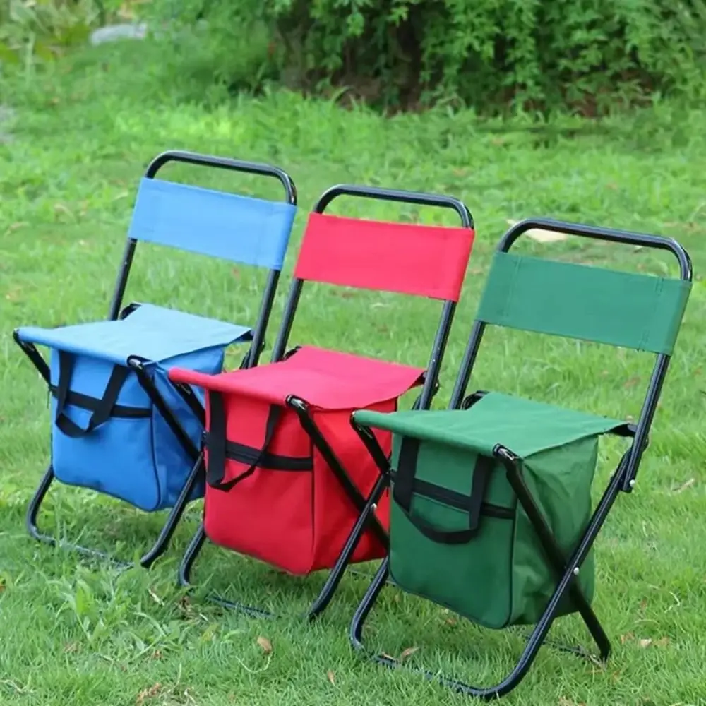 

Wear-resistant Folding Camping Chair with Storage Box Sturdy Foldable Fishing Chair Crossbody Handbag style Sports Beach Chairs