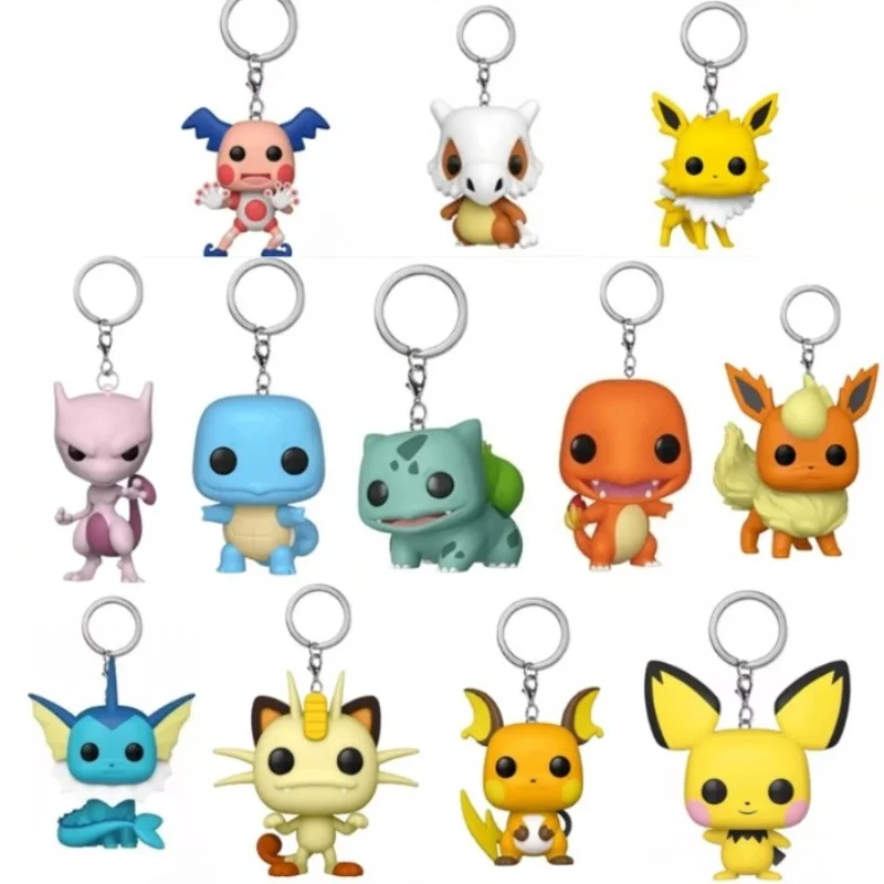 

hot Pokemon Pikachu Pichu Squirtle Charmander Bulbasaur Pocket Keychain Vinyl Action Figure Toy Collection Model Cute Doll Gift