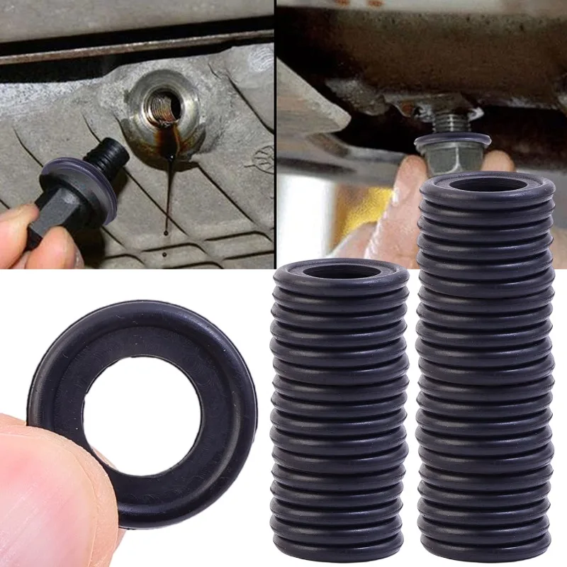 10-100PCS Universal Car Engine Oil Pan Oil Drain Screw Rubber Gasket M12 M14 Oil Drain Plug Sealing Rubber Ring Cars Accessories