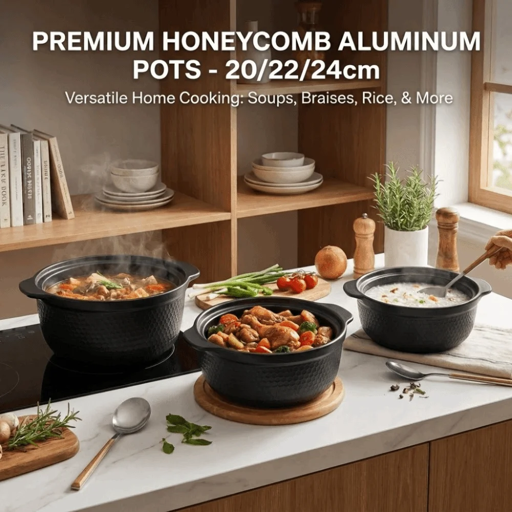 

Aluminum Alloy Honeycomb Casserole Pot Non Stick Heat Resistant Casserole Stew Pot Cooking Tools with Lid Korean Stockpot