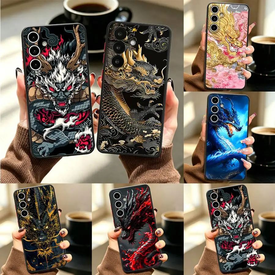 Case for Samsung Galaxy A57 A17 A52 A16 A15 A33 A37 A14 A23 A56 A54 A72 A53 A34 A36 A35 Phone Cover Retro Cartoon Dragon