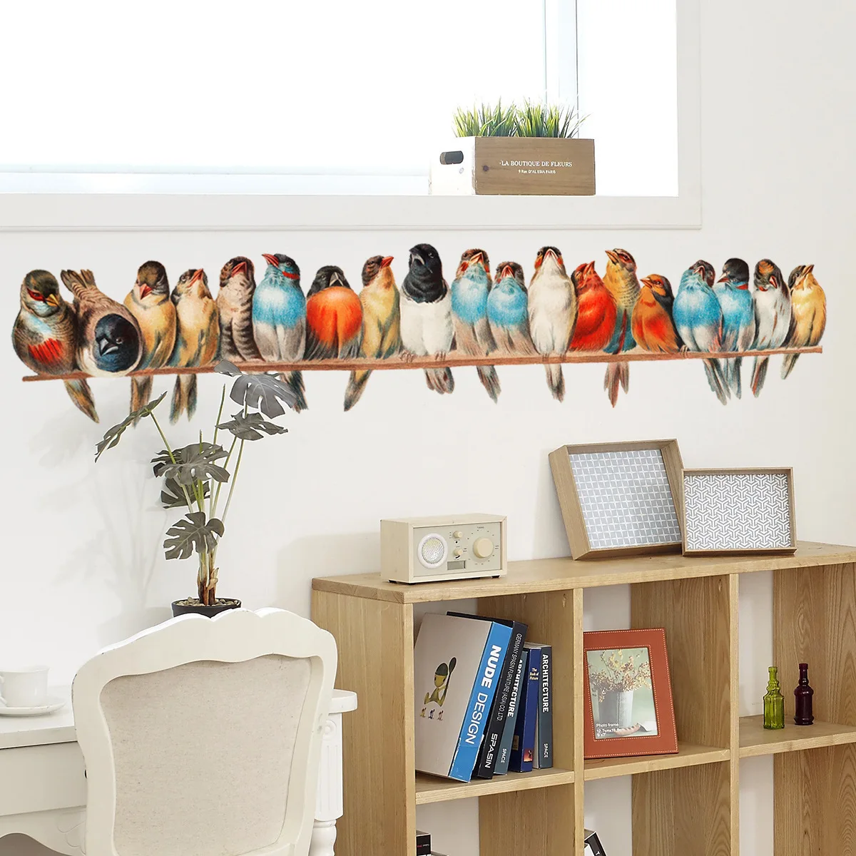 20*90cm Branch Bird Cartoon Animal Wall Sticker Living Room Bedroom Background Wall Room Wall Decoration Mural Wall Sticker