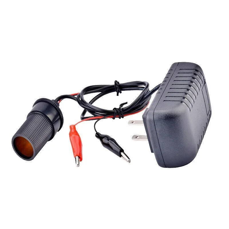 Caricabatterie per auto per uso domestico Base accendisigari da 220V a 12 v2a morsetti positivi e negativi possono testare la linea di caduta di tensione