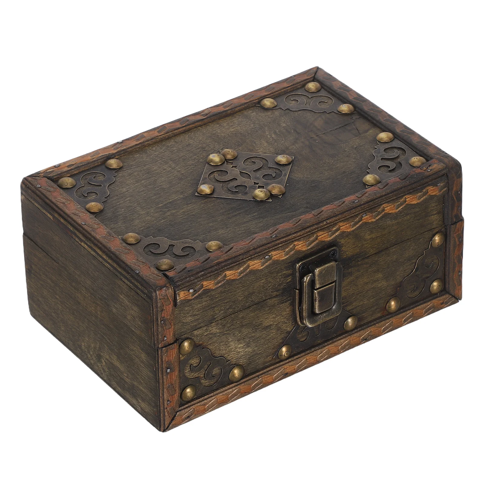 

Vintage Wooden Treasure Chest Decorative Storage Box For Jewelry Trinkets Keepsakes Retro Organizer Ring Money Case Pirate Party
