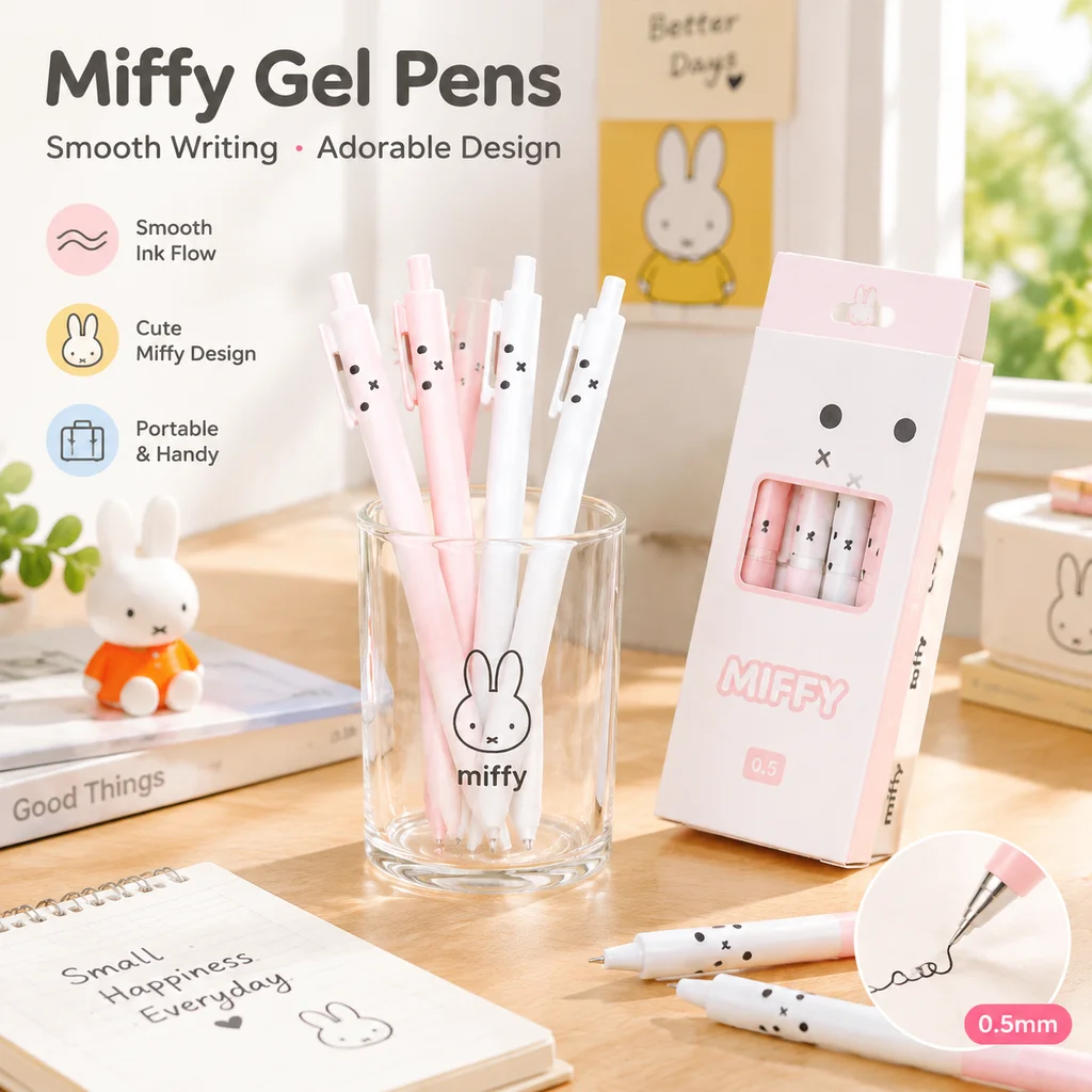 Miffy Rabbit Cute Cartoon Retractable Gel Pen Quick Drying Smooth Writing Durable Creative Simple Fashion Stationery Office - view 6