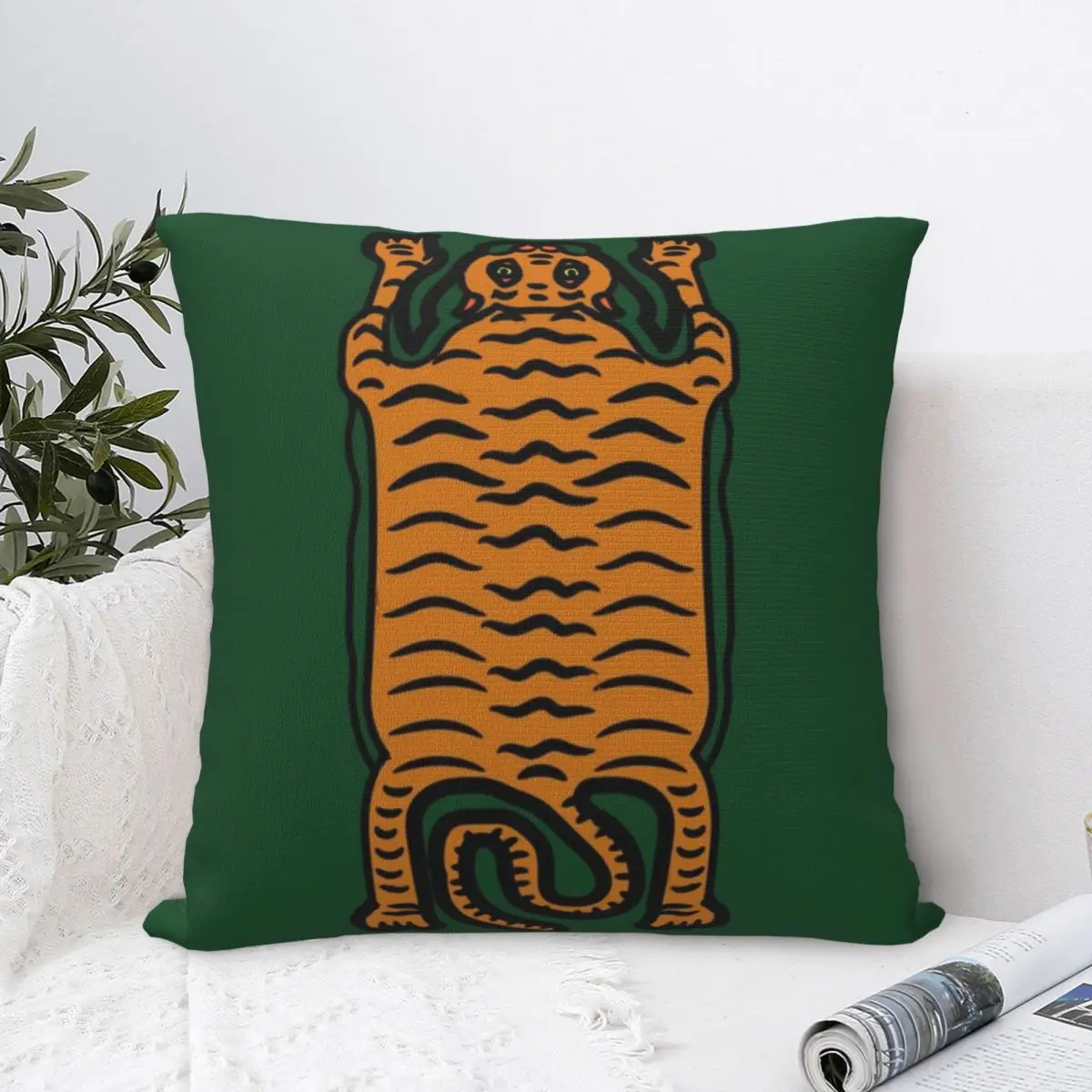 Tibetan Tiger Rug Square Pillowcase Pillow Cover Polyester Cushion Decor Comfort Throw Pillow for Home Bedroom