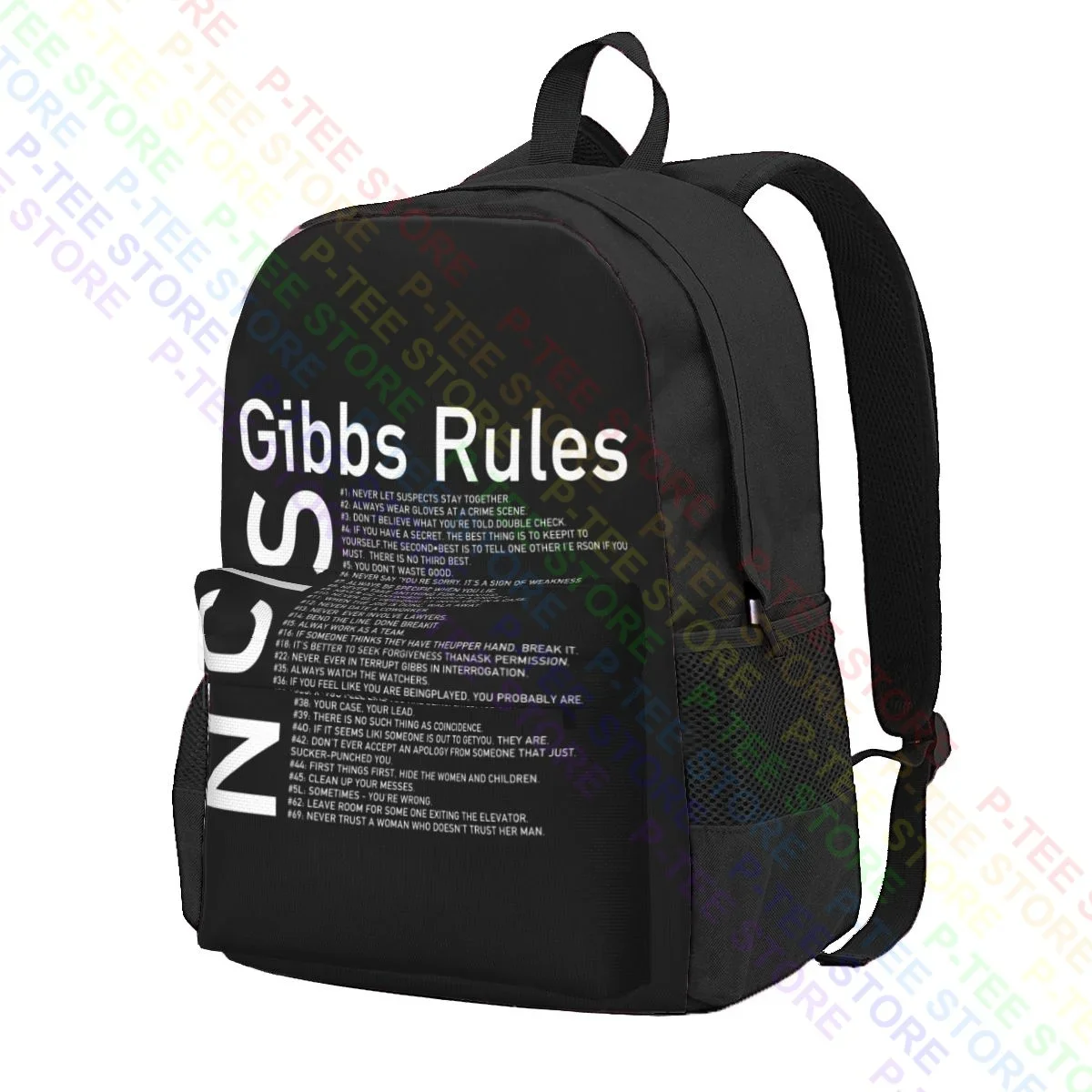 Ncis Gibbs Rules Black Men Large Capacity Backpack Print Schoolbag Eco Friendly Bags For Travel