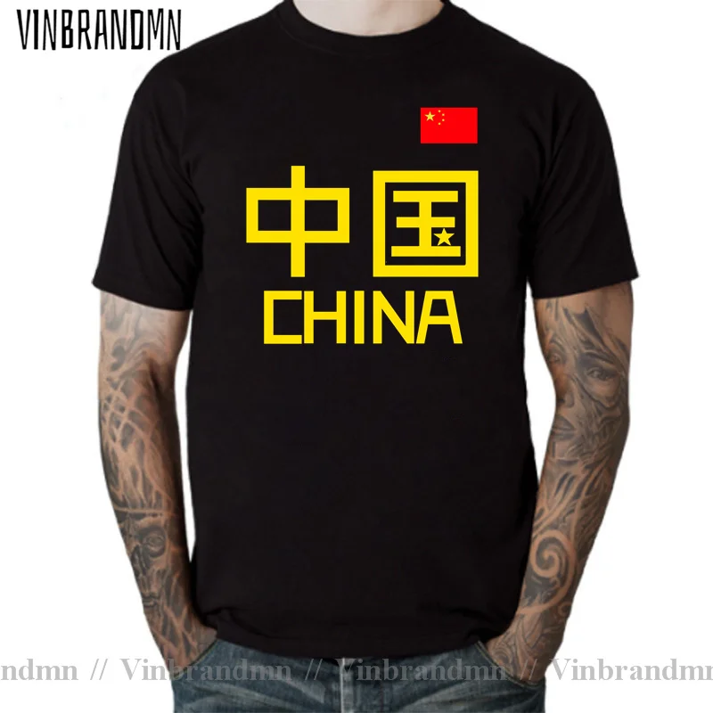 People\'s Republic of China CHN mens t-shirt Chinese character Flag Short sleeve clothes cotton summer casual Fashion Print 07