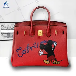 Personalizar bolso Art Hand Painted Cute little mouse Bags Women Clutch purses and handbags Designer Ladies purses Big Capacity