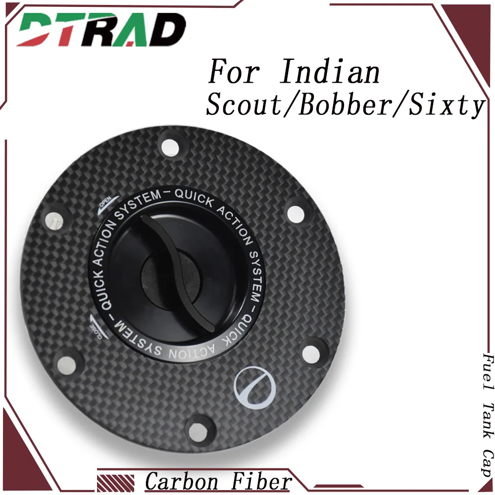 For Indian Scout/Bobber/Sixty 2016-2024 Motorcycle Quick Release Fuel Tank Cap Carbon Fiber Keyless Gas Oil Plug Airbox Cover