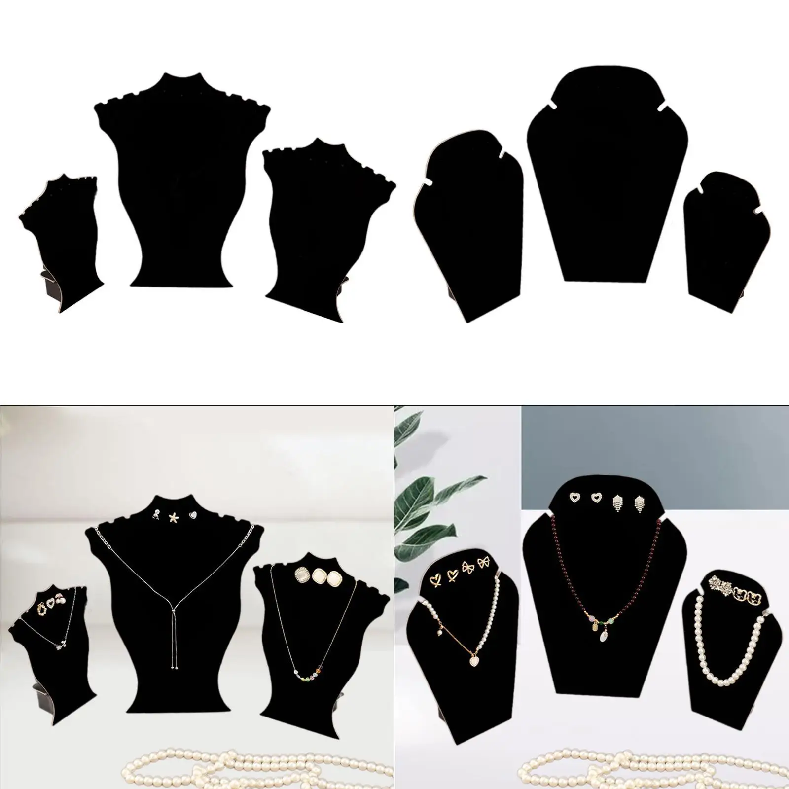 3 قطع قلادة عرض موقف قلادة سلسلة مجوهرات تمثال نصفي لمتجر المجوهرات #4