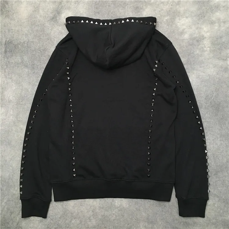 New luxury Men Novelty Metal rivets Hoodies Hoody hooded Sweatshirts velvet Cotton Drake Thicken Fleece pullover Thicken A537