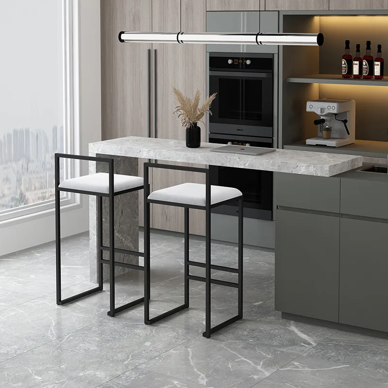 

Nordic Velvet Back Bar Chairs for Kitchen Furniture Iron High Bar Stool Nordic Luxury Chairs Counter Stool for Bar Furniture