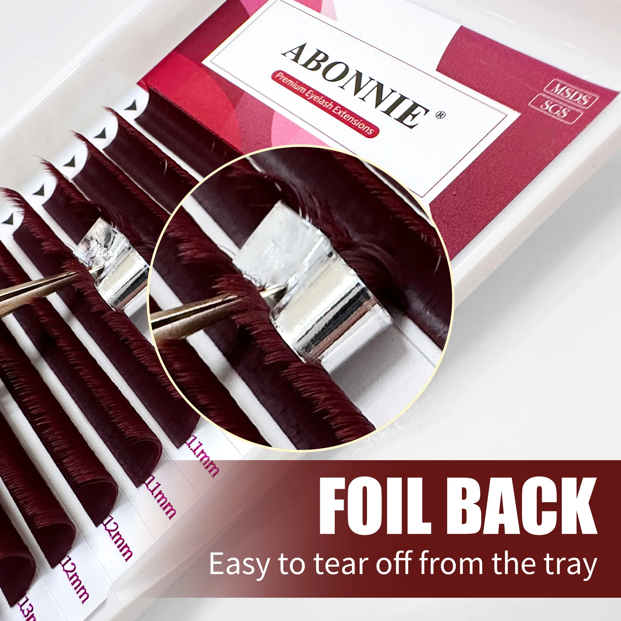Abonnie Burgundy Lash Blooming Cashmere Easy Fan Braune Farbige Wimpernverlängerungen Volumen-Wimpern Automatisches Fächerwirk-Mechanismus Wie Butter – Detail 3