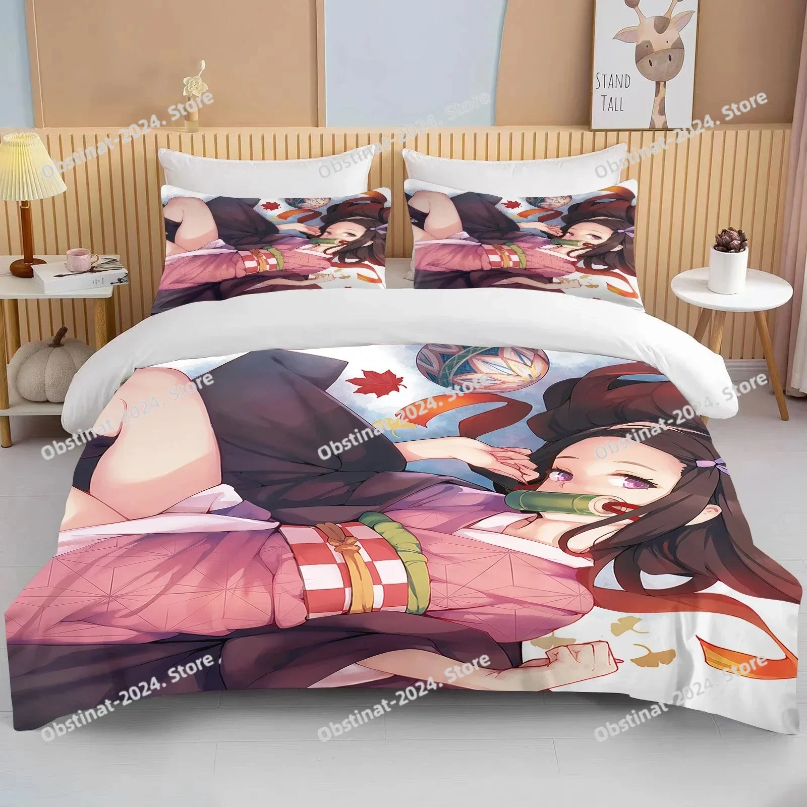 

Nezuko Kamado Bedding Set Anime Demon Slayer Duvet Cover Comforter Bed Linen Single Twin Full Queen Size 3d Kids Girl Boys Gift