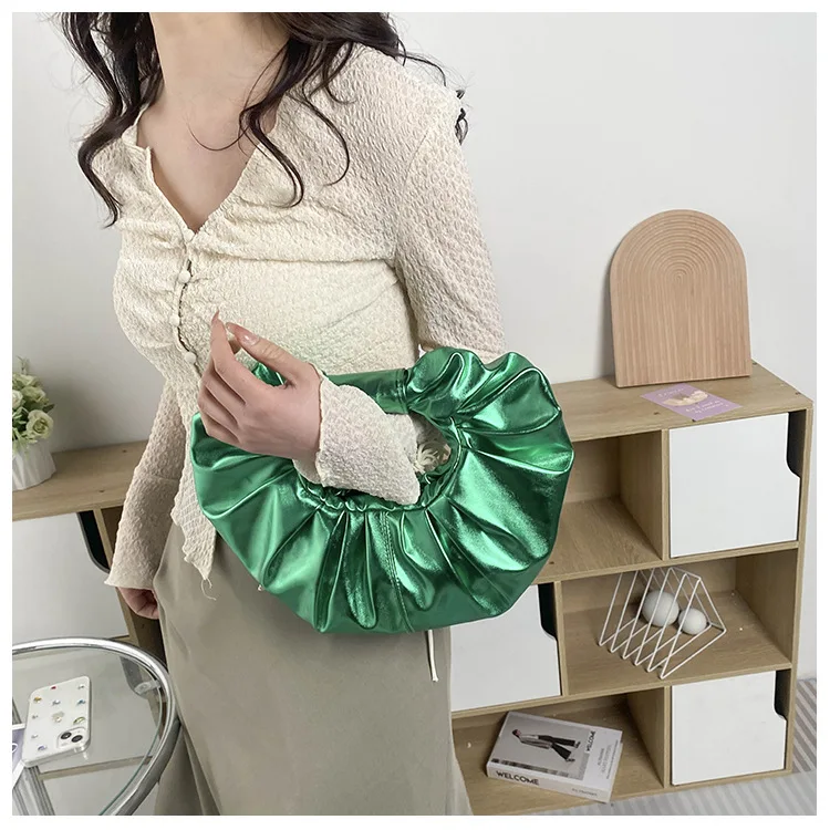 Fashion Pleated Circular Ring Women\'s Handbag Purse Luxury Ladies Bag 2024 New Versatile Leather Y2k Female Crossbody Bags